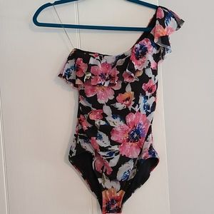 Carmen Marc Valvo One Shoulder Ruffle Bathing Suit